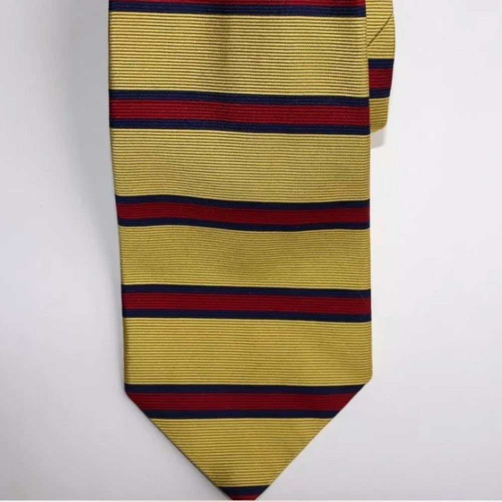 Brooks Brothers Makers Yellow,Blue & Red Silk Striped Tie USA